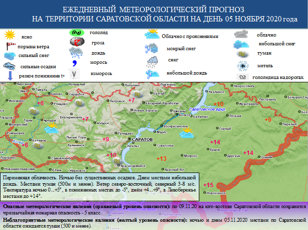 В Саратовской области будет дождливо и туманно 