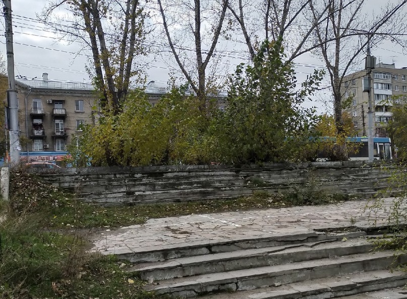 В Саратове лестница к дому быта заросла кустарником