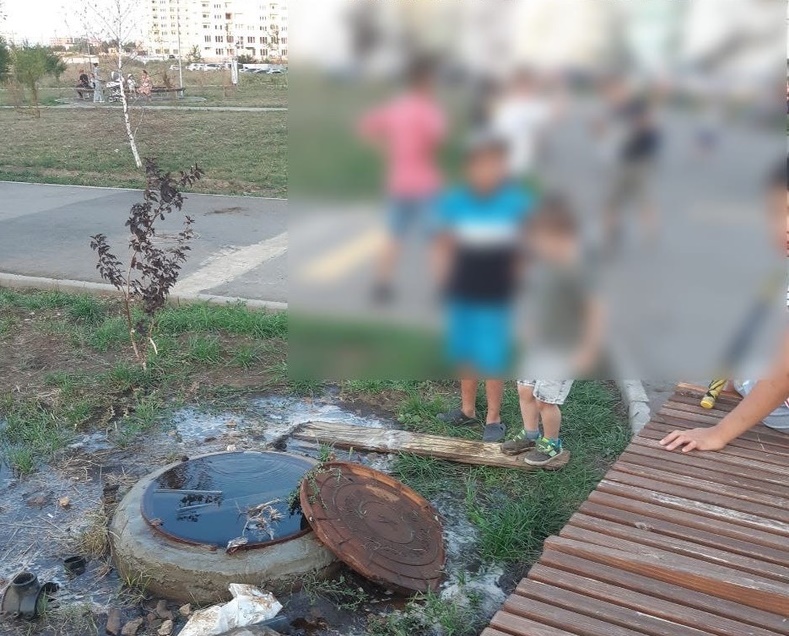 В Саратове дети играют у открытого колодца с водой