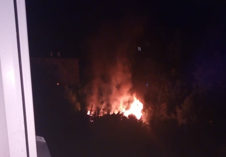 Ночной пожар у горпарка уничтожил нежилой дом