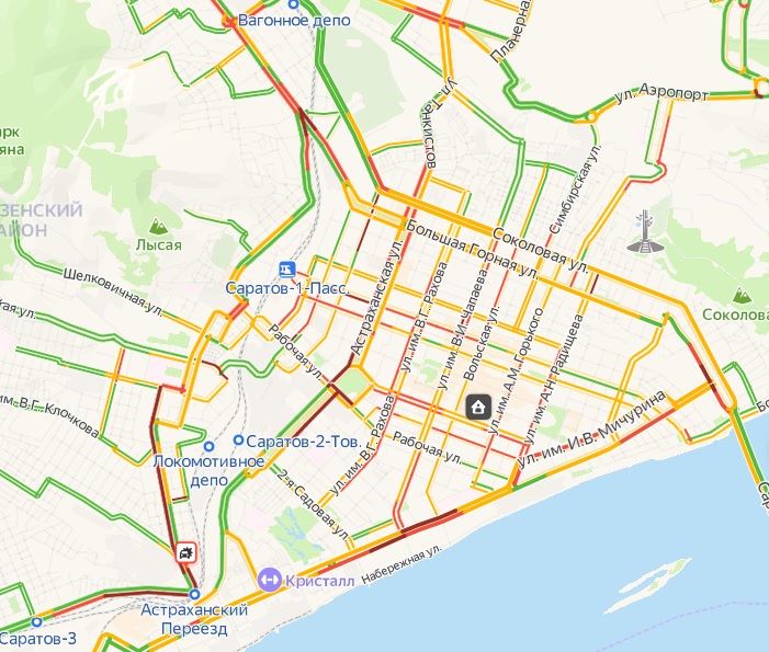 В Саратове во время дождя образовались 8-балльные пробки