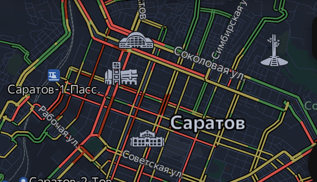 Саратовцы проводят последнюю среду года в 8-балльных пробках