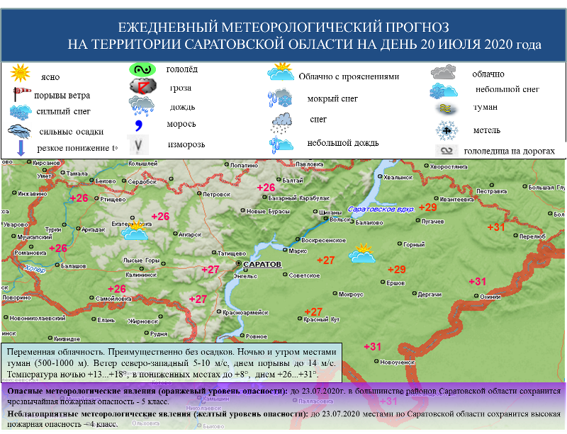 Саратовскую область ожидают туман и жара