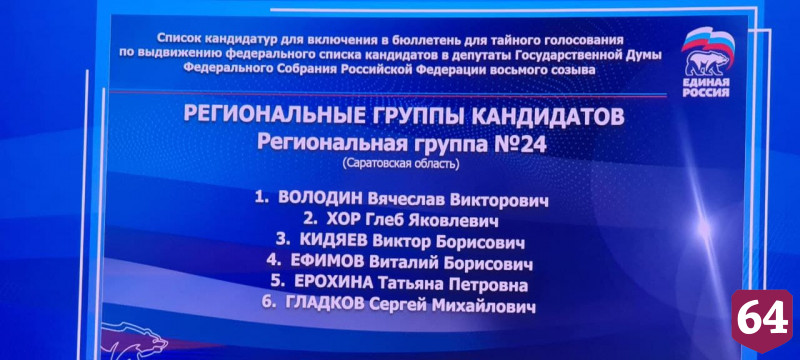 Саратовский список в Госдуму от «Единой России» возглавит Вячеслав Володин