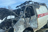 На трассе под Саратовом сгорел автомобиль скорой помощи