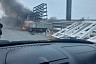 На мосту через Волгу сгорела грузовая «Газель» 