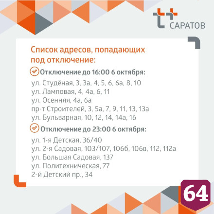 Саратовцам назвали сроки отключения горячей и холодной воды 