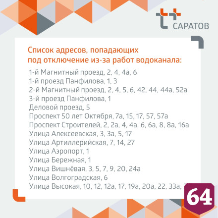 В Саратове вместе с холодной водой отключили горячую 