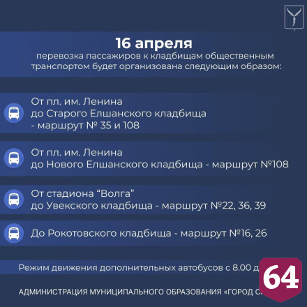 В Саратове на Пасху ограничат движение и пустят до кладбищ автобусы