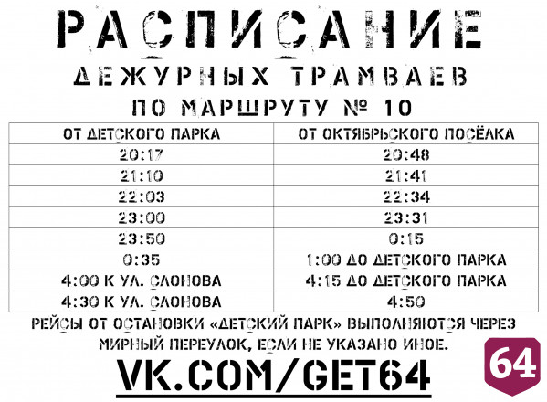 В Саратове изменилось расписание ночных трамваев