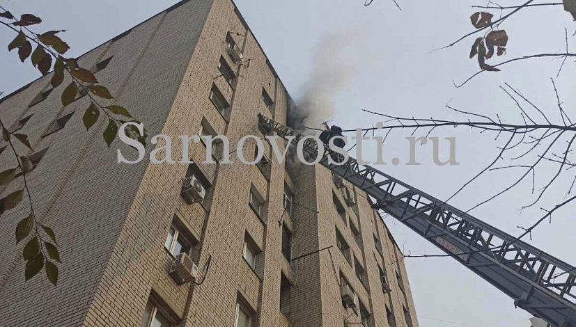 В Саратове пожарные пробрались на полыхающий балкон по лестнице
