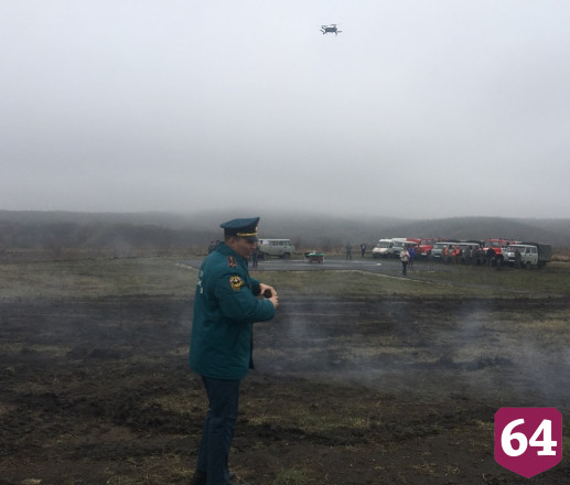 В тушении огня около лесного массива задействовали беспилотник 