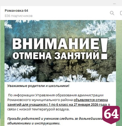 В Саратове и районах области отменили занятия в школах из-за морозов 