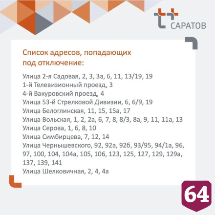 Жители 10 улиц Саратова начали субботу без горячей воды