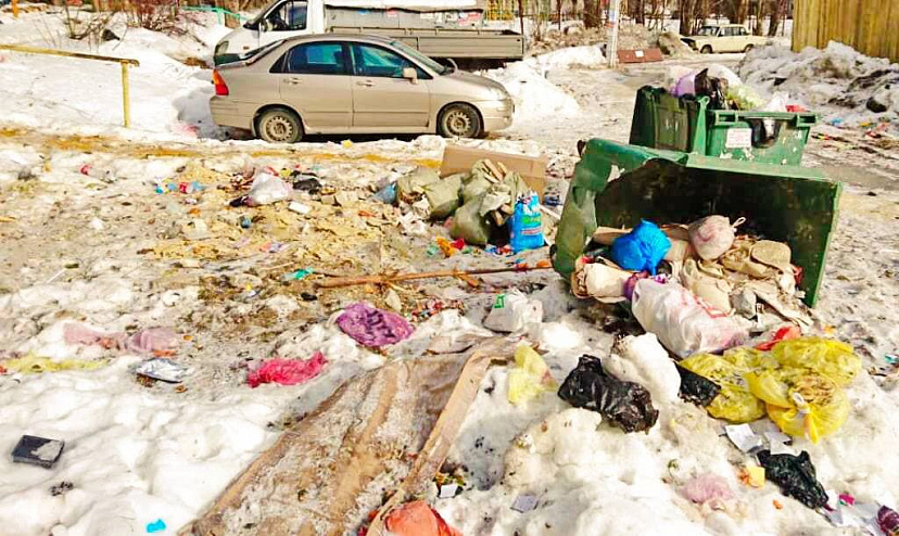 Жители Саратова пожаловались на мусорный коллапс во дворе дома