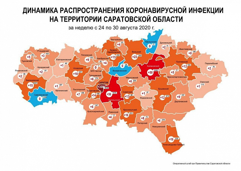 В 3 районах Саратовской области за неделю не выявили новых случаев коронавируса