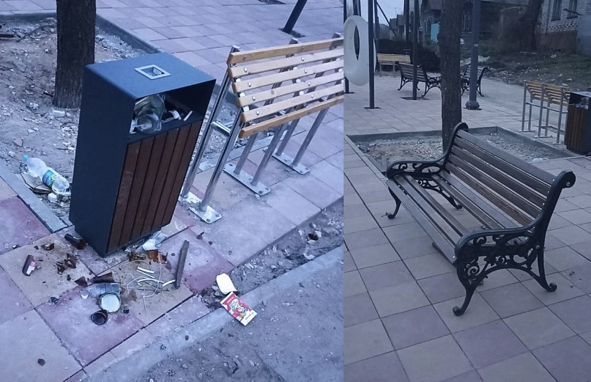 Вандалы сломали новые скамейки в парке под Саратовом 