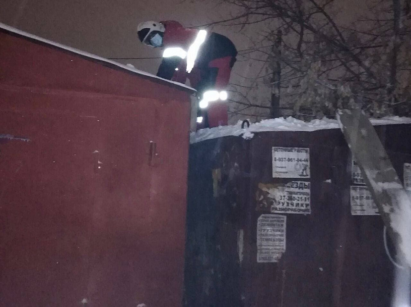 Саратовские спасатели вытащили застрявшую между гаражами собаку 