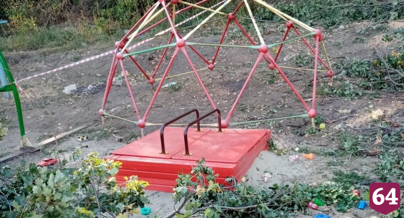 В Саратове дерево рухнуло на детскую площадку 