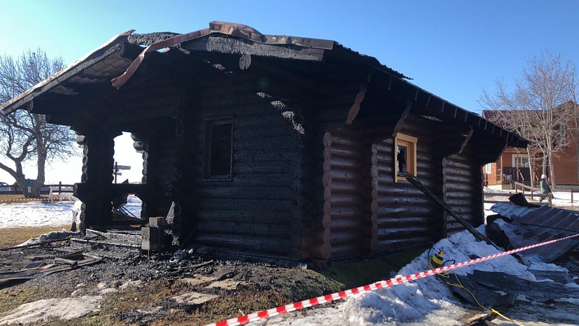 На горнолыжном курорте под Саратовом сгорела баня 