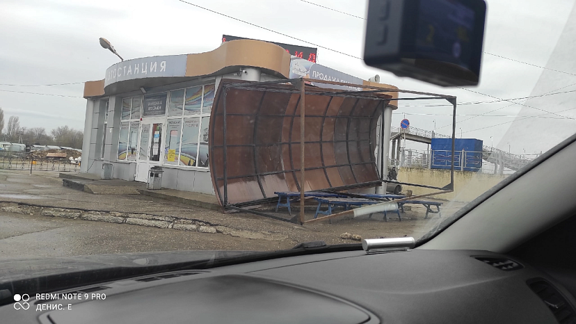 Под Саратовом ураганный ветер сломал дерево и опрокинул остановку