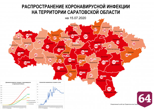 Обновлена карта случаев коронавируса в Саратовской области