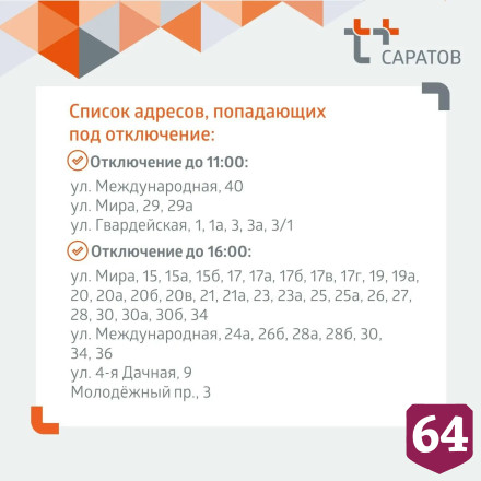 Названы адреса отключений горячей и холодной воды в Саратове 