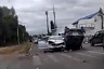 При столкновении 4 автомобилей иномарка опрокинулась на крышу