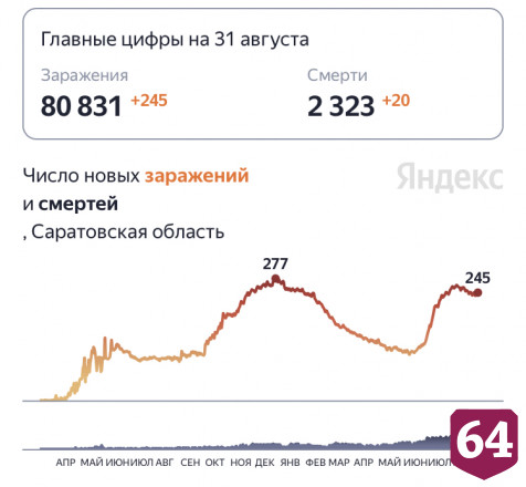 От коронавируса скончались 20 жителей Саратовской области