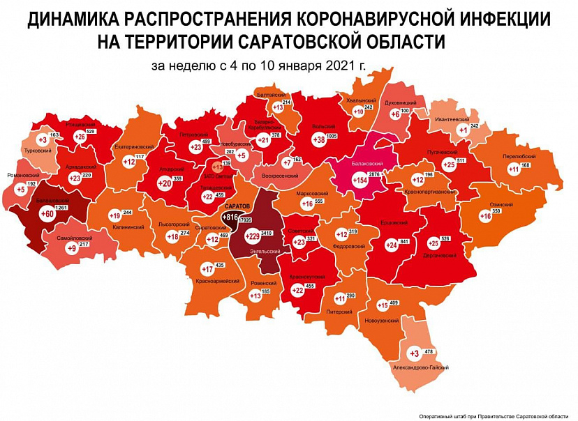 В Саратовской области за неделю коронавирусом заболели 1810 человек 