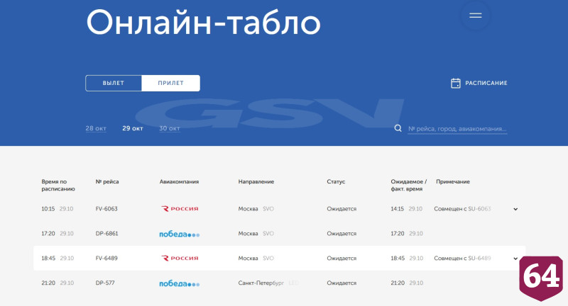В аэропорту Саратова после ограничений на 4 часа задержаны столичные рейсы 