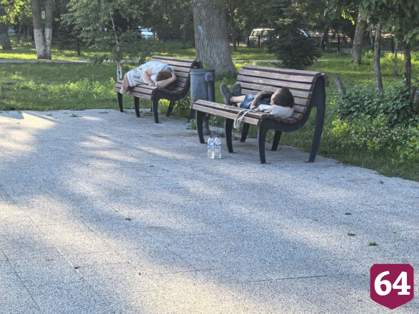 В Саратове изнывающие от жары люди устроили «лежанку» у памятника 