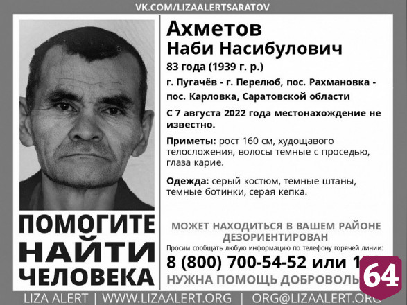 Пропавший в августе Наби Ахметов найден мертвым