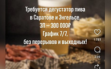 В соцсетях удивились саратовской вакансии дегустатора пива с зарплатой 300 тысяч 