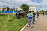 В Энгельсе автомобиль снес газовую трубу