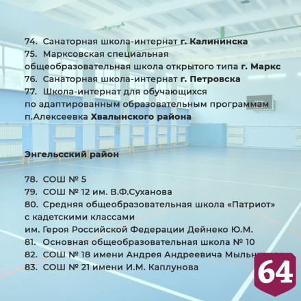 В Саратовской области отремонтируют 100 школьных спортзалов