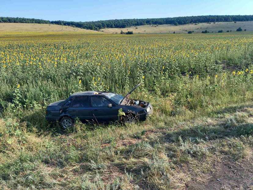 Под Саратовом подросток опрокинул иномарку в поле подсолнухов