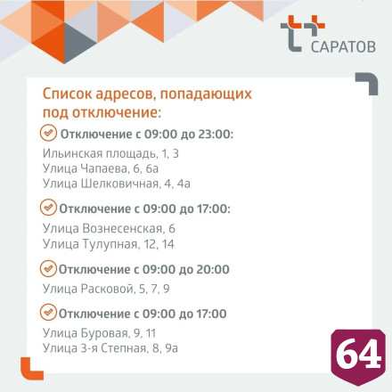 Опубликованы адреса отключений холодной и горячей воды в Саратове 