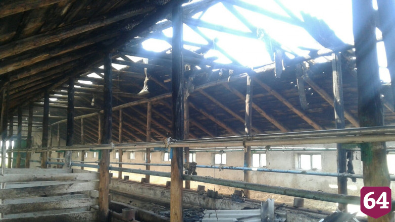 Крупный пожар оставил коровник без крыши