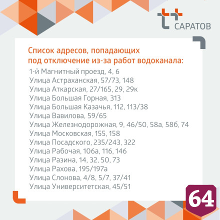 Тысячи саратовцев встретили день без холодной и горячей воды 